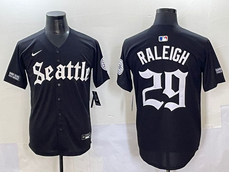 Men 2025 Seattle Mariners #29 Raleigh Black Five generations Joint Name Nike MLB Jersey style 62346